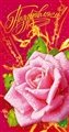 № 2012-031/5. Поздравляем! Бледно-розовая роза на красном фоне