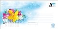 № 6К-2012/2012-019. Композиция из желтой и розовых архидей на голубом фоне